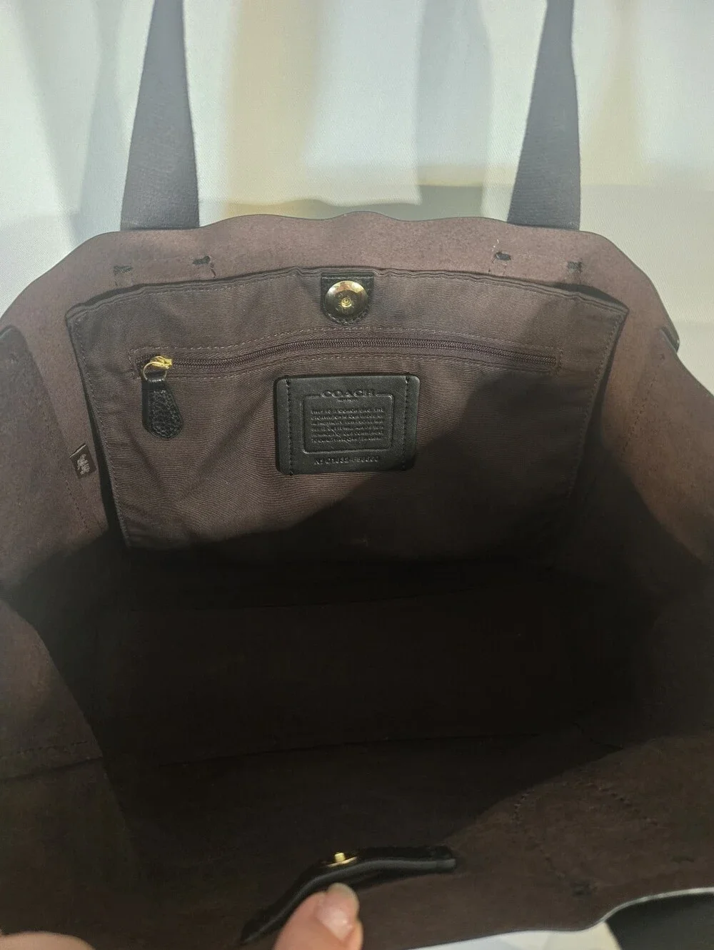 Coach Black Pebbled Leather Tote with Gold Tag